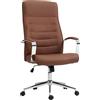 HOMCOM Sedia da ufficio ergonomica con altezza regolabile, schienale alto, funzione di inclinazione, sedia da ufficio con ruote girevoli, portata 120 kg, marrone scuro