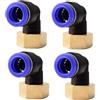 ANGEEK set da 4 pezzi, 12 mm - 1/2, raccordi pneumatici a gomito a 90° con filettatura interna PT, adatti per il collegamento rapido di tubi flessibili, accessori compressori d'aria
