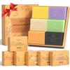 POP MODERN.C Set regalo saponette naturali, 6 pezzi Sapone da bagno, Sapone biologico per uomini e donne, Sapone viso e corpo, Lavanda, Mandorla Avena, Curcuma Acido cogico, Carbone di bambù, ecc. 6x100g
