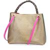Ebarrito Borsa in pelle patchwork con doppio manico