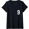 Sports Numbers Store Donna Numero 9 stile sportivo universitario in bianco Maglietta con Collo a V