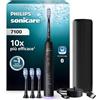 Philips Sonicare 7100 spazzolino elettrico sonico con app, 4 modalità di spazzolamento e 3 livelli di intensità, avviso di pressione, EasyStart, SmarTimer, Nero, modello HX7421/08 [Nuova tecnologia]
