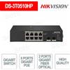 Hikvision DS-3T0510HP - Switch di rete 8 porte Gigabit PoE + 2 porte Gigabit fibra ottica - Hikvision
