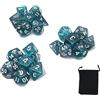 DollaTek Dadi poliedrici con Punto Glitter Set Giochi da Tavolo Dadi 3 Set Dadi 3 x 7 (21 Pezzi) Serie Die D20 D12 D10 D8 D6 D4 Dadi DND DND Rpg MTG Doppi Colori One Piece (Blu)