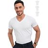 SKIPPER Set 3 Magliette Intime in 100% Cotone Uomo con Scollo V I Magliette basiche in Bianco I Maglia Intima a Maniche Corte I Certificazione Oeko-Tex I M