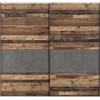 Forte Armadio CLIF 220, Guardaroba, Ante Scorrevoli Vintage Camera da Letto 2 Ante, Decoro Legno: Old Wood Vintage/Effetto Cemento Grigio Scuro, 220x210.5x61 cm
