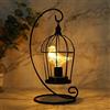JHY DESIGN Lampada da Tavolo Decorativa a Gabbia per Uccelli Lampada da 31 cm a Batteria con Luce Accento Wireless Con Luci Fata Bianche Calde per Balcone Camera da Letto Cucina Matrimonio (Nero)
