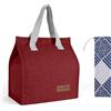 Vicloon Pranzo Tote Bag, Borsa Termica Porta Pranzo con Borsa per Posate, per Donna e Uomo, per Alimenti Mantenere Caldo o Freddo, Impermeabile, per Ufficio Scuola Campeggio Picnic, Rosso Vino