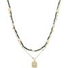 LUXENTER Collana di perle bianche rifinita in oro giallo 18 carati - Stripe