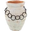 DRW Vaso da tavolo in ceramica con cerchi in metallo in bianco e nero 20,5x20x25,5cm
