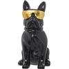 DRW Figura di un cane Bulldog con occhiali in nero e oro 26 x 18 x 36 cm