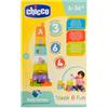 Chicco Gioco Tazze Impilabili, 6 Tazze Impilabili con Dimensioni e Colori Diversi, con Lettere da Ordinare, 4 Palline, Base con Puzzle, Sviluppo capacità di Associazione Logica, Giochi neonato, 6-36 M