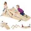RELAX4LIFE All in 1 Set di Arrampicata con Scivolo per Bambini, Parco Giochi in Legno, Scala da Arrampicata Montessori Pieghevole per Bambini 1-5 Anni (Naturale)