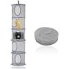 QYRDBGY 5 Livelli Portaoggetti da Appendere, Rete di Stoccaggio Sospesa Organizer Armadio da Appendere Porta Oggetti da Appendere Pieghevole per Teddy Vestiti Quilt (Grigio)