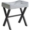 IBUYKE Vanity Sgabello in Lino a Forma di U con X-Leg, Poggiapiedi Ottomano Multi-Use Come Piccolo Tavolino per Camera da Letto, Grigio Blu WBD018L