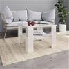 Higsose Tavolino da Caffè Bianco Lucido 60x60x42 cm in Truciolato Tavolino Da Divano Tavolino Salotto Legno Tavolini Da Salotto Tavolino Soggiorno Con 1 Ripiano Per Soggiorno Stile Minimalista