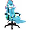 Bricozone Sedia Gaming Con Led Poltrona Scrivania Per Ufficio Racing PC Gioco Girevole Reclinabile In Ecopelle Con Rotelle Cuscino Supporto Lombare Poggiapiedi Poggiatesta Braccioli Altezza Regolabile