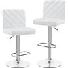 Soberine Coppia Sgabello da Bar Moderno Design Sgabello Alto con Schienale in Simipelle Sedia Alta da Cucina Regolabile Girevole Bianco