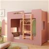 smartwood Letto a Castello per Bambini 80x190 - Rosa - Scala Destra - Letto Bambino per Ragazzi & Ragazze con Rete a Doghe & Sponda - Mimi BP - Portata Massima 230 kg