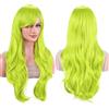 IMISSU 70 cm capelli lunghi acqua parrucche ondulate con frangia parrucca costume cosplay (Verde brillante)