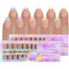 Joyeee Unghie Finte Press on Nails, 300pcs French Unghie Finte Adesive 5 Colori 2 Forme di Unghie 15 Misure di Unghie, Unghie Finte Corte Mandorla e Quadrate Completa