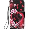 Guxira Cover Protettiva Pelle Portafoglio per Xiaomi Redmi Note 10 4G / Note 10S, Custodia A Libro Flip Case con Magnetica Silicone Antiurto Slot Carte per Ragazze Donne - Cuore