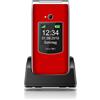 Beafon SL595_EU001RS - Telefono cellulare pieghevole senza contratto, colore: Rosso/Argento