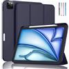 EspZanthic Custodia Cover per iPad Air 13 (M2) 2024/iPad Pro 12.9 2022/2021/2020/2018 con Portapenne, Case Tablet Sottile con Retro in Morbido TPU, Stilo