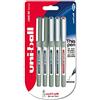 Uni-Ball Penna rollerball UB-157 Eye Fine, inchiostro nero/blu/rosso Uni-ball Super Ink, pennino da 0,7 mm, confezione da 5 pezzi
