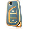 OFF WE GO Custodia Chiave Cover Chiave Guscio Chiavi per Toyota RAV4 Yaris Aygo Auris Avensis Arten Highlander Fortuner Tundra Coprichiave Macchina TPU Copri Chiavi Telecomando Portachiavi, Oro Blu