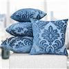 Deshome Fleur - Set di 4 Cuscini per divano 60x60 cm in ciniglia con imbottitura in gommapiuma, cuscini decorativi per arredo letto matrimoniale, divani, sfoderabili (Blu)