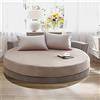 Treer-shop Treers Lenzuolo con Angoli Rotonda in 100% Cotone, Lenzuolo Letto Rotondo Matrimoniale Hotel Coprimaterasso Traspirante Tinta Unita con Elastici, Adatto ad Ogni Stagione (Marrone Chiaro,220x220+25cm)