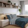PENSIERI DELICATI Completo Letto Singolo in Percalle 100% Cotone, Completo 160x300 Comprensivo di Lenzuolo Sotto, Lenzuolo Sopra e 1 Federa a due Volant, Made in Italy, Fantasia Provenza Ottanio