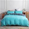 Jemiipee Completo Sacco Copripiumino Reversibile Matrimoniale Tinta Unita 100% Microfibra Spazzolata Parure Biancheria da Letto 1 x Copripiumino 220x240 cm e 2 x Federe 50x70 cm, Aqua, Grigio