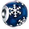 GLOWDAS Inverno Fiocco di Neve con Smalto Blu Charm, Fit Braccialetto di Christmas Pandora, 925 Argento Sterling Natale Snowflake Decorazione Palla Perline, Regali per i genitori/nipote/madre in legge