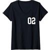 Sports Numbers Store Donna Numero 02 college sport stile in bianco Maglietta con Collo a V