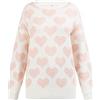 UCY Maglione Lavorato a Maglia, Bianco Lana Rosa, M/L Donna