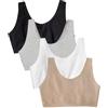 Fruit of the Loom Built Up Tank Style Sports Bra Value Pack Reggiseno Sportivo, Opaque, Nero/Grigio Melange/Sabbia/Bianco, 70 (Pacco da 4) Donna