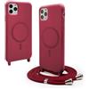 CUZZCASE Cover compatibile con iPhone 11 Pro(5.8),Cover Magnetica[Compatibile con MagSafe],Bumper con Laccio,regolabile Lanyard TPU Corda Silicone Case-Rosso