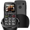KELIN Telefono Cellulare per Anziani 2G con Tasti Grandi, SOS, Doppia SIM, Volume Extra-Alto, Radio FM/MP3/Bluetooth, Torcia Integrata, Batteria 1800mAh + Base di Ricarica, Espansione MicroSD (Nero)