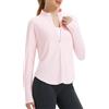 baleaf Maglia da donna a maniche lunghe con raggi UV, mezza zip, per palestra, corsa, escursionismo, UPF 50+, ad asciugatura rapida, protezione contro le irritazioni, rosa, XL