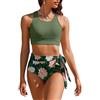 AI'MAGE Costume da Bagno Sexy da Donna Stampa Floreale Bikini a Due Pezzi Push Up Imbottito Reggiseno Swimwear Abiti da Spiaggia, Arancione, XXL
