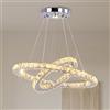 Finktonglan Lampadario LED Moderno a Sospensione in Cristallo, 2 Anelli Regolabili Ø30/50cm, Plafoniera Elegante per Soggiorno, Sala da Pranzo, Camera da Letto, Corridoio (Bianco Caldo)