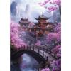 CEOVR Paesaggio Diamond Painting Kit Completo,Fiori e Case Pittura Diamante,Diamond Painting Adulti Adulto,30x40 cm Pittura Diamante 5D,Kit per Pittura Diamante Mosaico 5D,Architettura Cinese