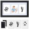 PewinGo Cornice con Impronta Bimbo, Set Impronte Bimbi con un Touchpad 100% Safe Inclusi 2 Tamponi D'inchiostro e 6 Schede di Stampa- un Ricordo per il Bambino-Nero