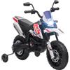 AIYAPLAY Moto da cross elettrica per bambini con patente Aprilia con 2 motori da 12 V, velocità massima 6 km/h, ruote di allenamento, sospensioni a molla, luce LED, musica, USB - bianco