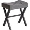 IBUYKE Sgabello da toeletta quadrato in lino a forma di U, sgabello da trucco con gambe a X, sgabello ottomano con poggiapiedi, multiuso come piccolo tavolino, per camera da letto, soggiorno, grigio