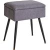 Aibiju Sgabello per Toeletta con Contenitore, Sgabello Ottomano per Camera da Letto con Gambe in Metallo per Soggiorno, Camera da Letto, Grigio YD-SMS137G