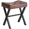 IBUYKE Sgabello quadrato in PU a forma di U, con gambe a X, poggiapiedi, poggiapiedi, multi-uso, per camera da letto, soggiorno, marrone scuro WBD019Z