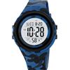 CakCity Orologio da polso digitale da uomo, impermeabile, sportivo, con timer, cronometro, conto alla rovescia, sveglia, doppio fuso orario, unisex, Blu mimetico